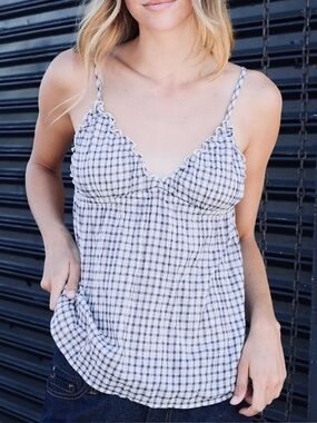 Brandy Melville Navy Tiffany Plaid Tank Top